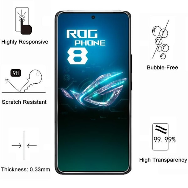 Film av aluminium för Asus Rog Phone 8 [Pack 4] Glasskydd Phonillico®