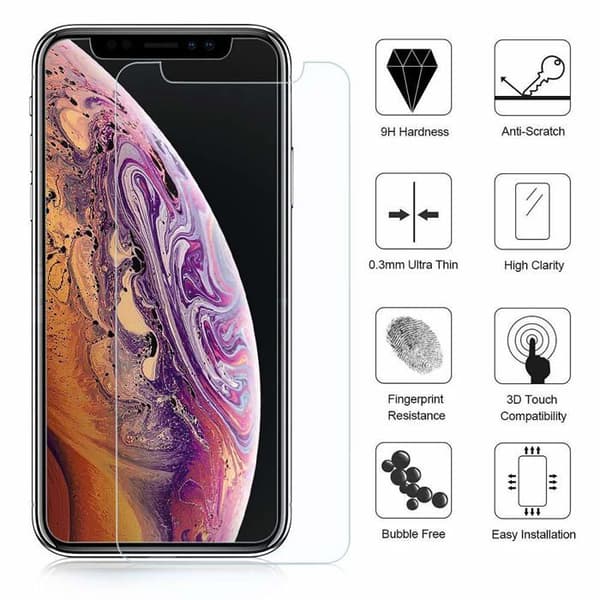 Stødabsorberende cover til iPhone XS MAX og 2 hærdede glas skærmbeskyttelse Phonillico® Transparent