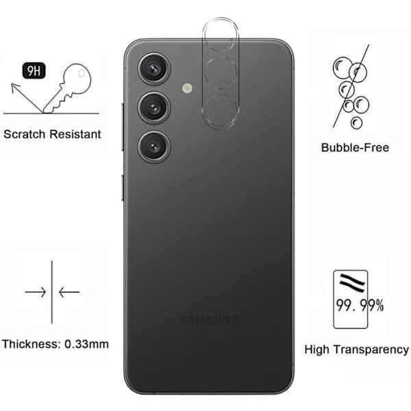 Karkaistu lasi Samsung Galaxy S24:lle ja kamerasuoja [Pakkaus 2] Phonillico® lasijousisuoja