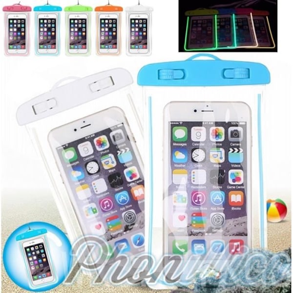 Vandtæt taske i hvid kompatibel med Apple iPhone i valget - iPhone 3 3G 4 4S 5 5S 5C SE 6 6S 6 Plus 6S Plus 7 7 Plus Phonillico®