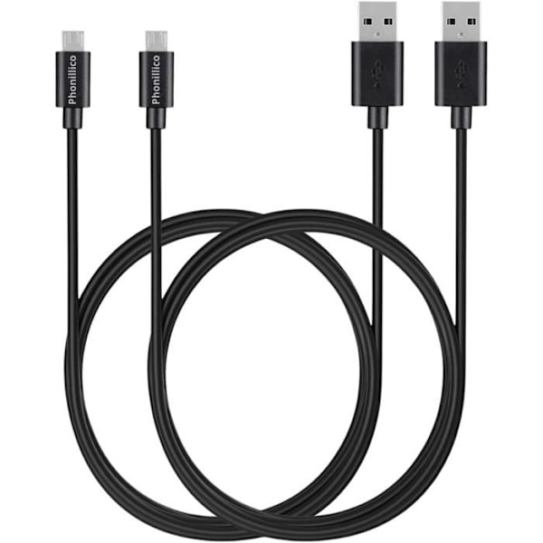Lot med 2 kabler til Alcatel One Touch Fire E (6015/6015X) - Micro USB-kabel Sort 1 Meter Phonillico Svart