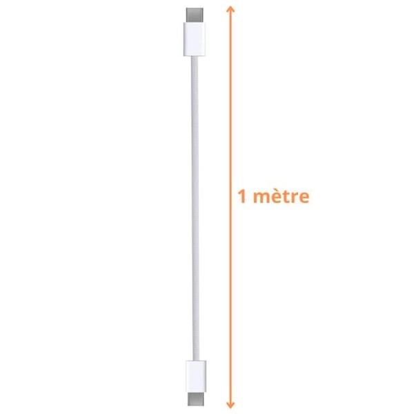 "Lot 2 Kaapelia iPhone 16 / 16 PLUS / 16 PRO / 16 PRO MAX - USB-C USB-C nailonipunoskaapeli 1 metri Phonillico®" Vit