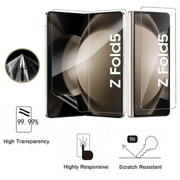 Samsung Galaxy Z FOLD 5:n muovinen näyttösuoja [Paketti 2] Kestävä, naarmuuntumaton, ultraohut Phonillico®