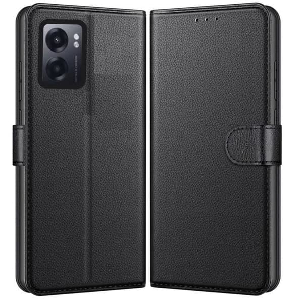 Coque - Phonillico® - Oppo A77 5G - Sort sort - Magnetisk Klap - Kortopbevaring Svart