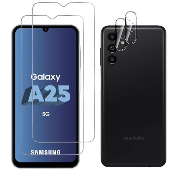 Karkaistu lasi - Phonillico - Pakkaus 2 - Yhteensopiva Samsung Galaxy A25 5G - Naarmunkestävä - Kirkas Transparent