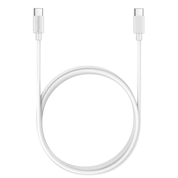 USB-C USB-C kabel hvid 1m til Samsung Galaxy TAB S9 - TAB S9 ULTRA - TAB S9 PLUS Phonillico®