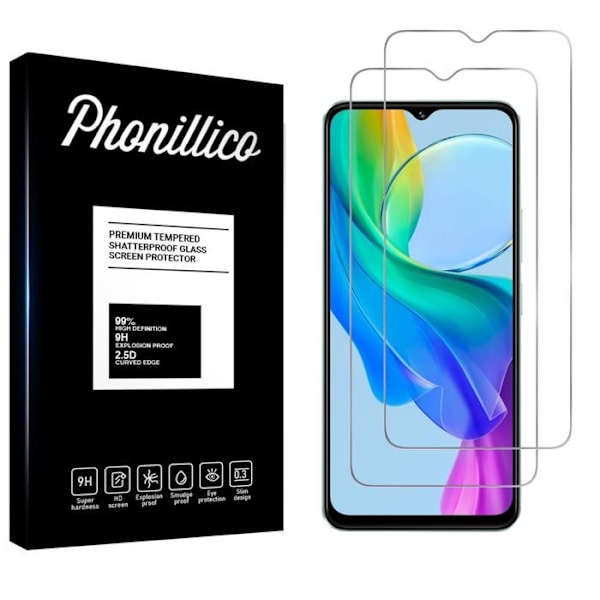 Film af hærdet glas - Phonillico® - Vivo Y03 - Pakke med 2 - Ridseresistent - Gennemsigtig