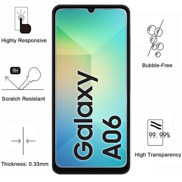 Härdat Glas - Phonillico® - Samsung Galaxy A06 - Paket 2 - Repellerande mot repor - Transparent Transparent