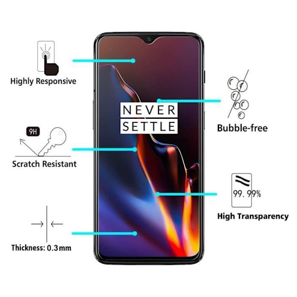 Skærmbeskyttelsesfilm - Phonillico® - ONEPLUS 6T - Pakke med 2 - hærdet glas - Ridsefast