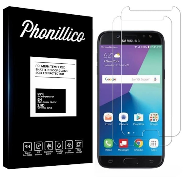Skærmbeskyttelsesfilm - Phonillico® - Samsung Galaxy J7 2017 J730 - Pakke med 2 - Ultra holdbar - Sort