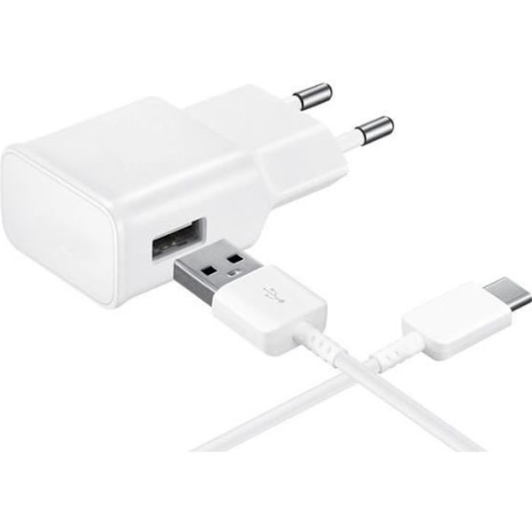 [Kompatibel Huawei HONOR 8-9-10-PLAY-VIEW10] USB-C-kabel 1 meter + Hvid vægoplader [Phonillico®] Vit