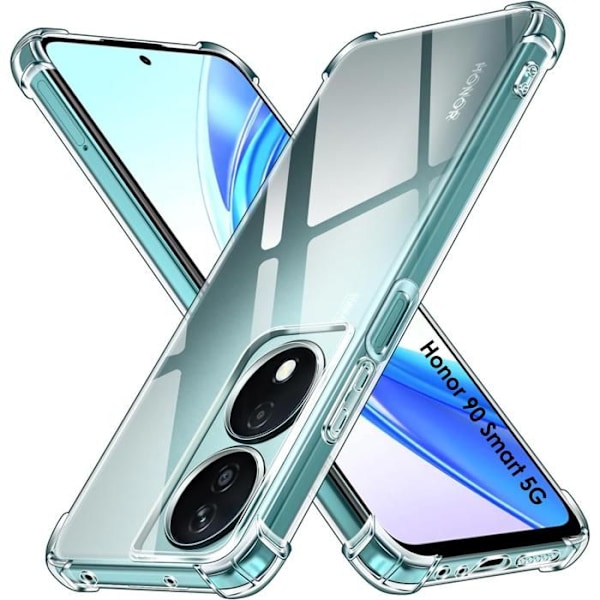Stötsäker Skal - Phonillico - Honor 90 Smart 5G - Mjuk TPU - Transparent - Förstärkt Skydd Transparent
