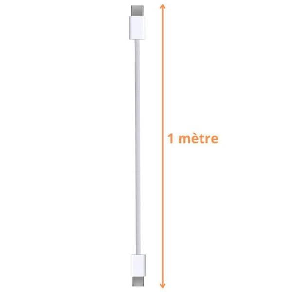 Lot 2 Snabbladdare 20W + 2 USB-C till USB-C kablar 1 meter för iPhone 16 / 16 PLUS / 16 PRO / 16 PRO MAX Phonillico® Vit