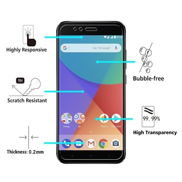Puhelimen kuori - Phonillico® - Xiaomi MI A1 - Läpinäkyvä Silikoni - Ultra Ohut - Lujitettu lasi Transparent