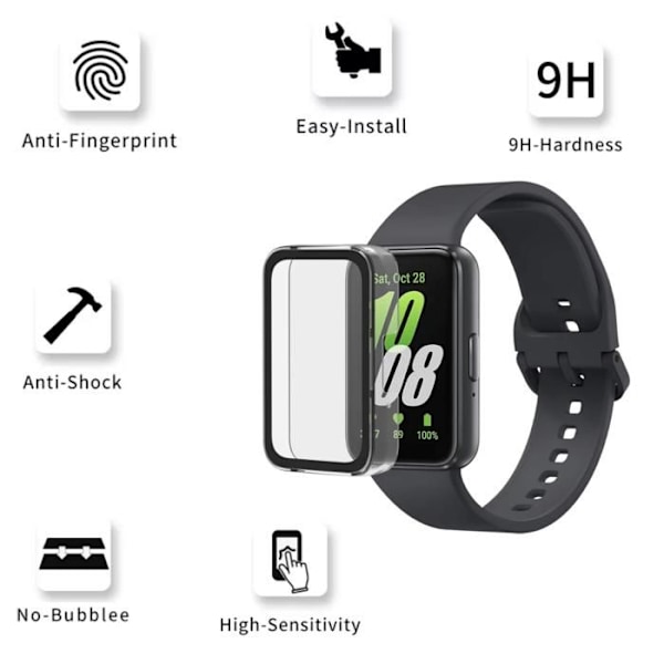 Samsung Galaxy Fit 3 Kompatibelt Klockfodral - Hårt Skyddsfodral Transparent Härdat Glas Skärmskydd Transparent
