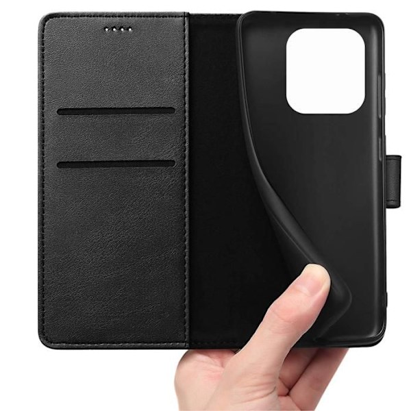 Coque - Phonillico® - Honor X6b - Sort Black - Magnetisk Klap - Kort Opbevaring Svart