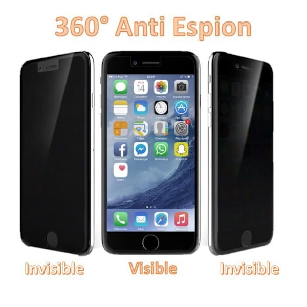 Hærdet Glas - Phonillico - iPhone SE 2020 - Pakke med 2 - Anti-Spion - Ridsefast Svart