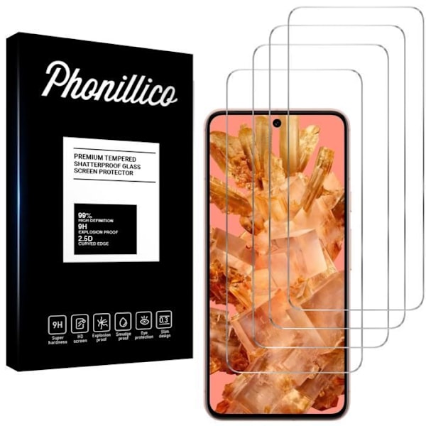 Kalle VerrProtection Näyttö - Phonillico® - Google Pixel 8 - 4 pakkausta - Karkaistu lasi - Naarmunkestävä Transparent