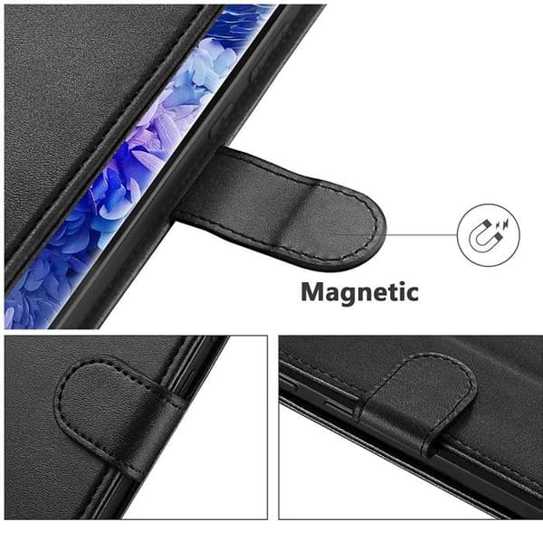 Coque til Google Pixel 8a - Sort Portefeuille med Magnetisk Klap og Kortrum Phonillico Svart