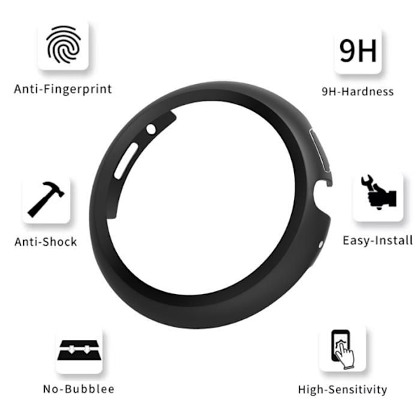 Coque kompatibel med Google Pixel Watch 3 / Watch 2 / Watch - 41mm - Hård beskyttelse, sort etui med hærdet glas Phonillico® Transparent