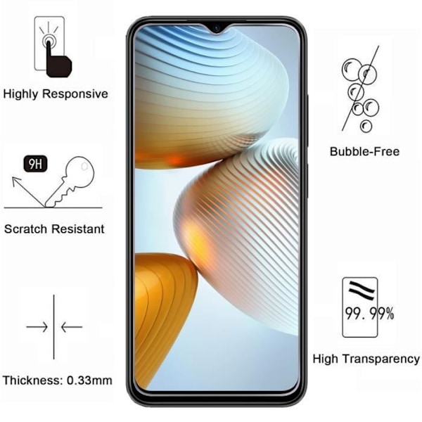 Härdat Glas för Xiaomi Poco M4 5G [Pack 2] Skyddsfilm för Skärm Phonillico® Transparent