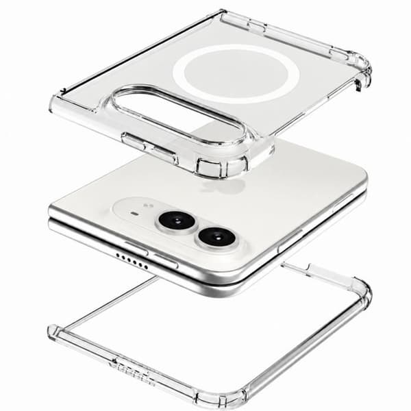 Cover med magnetisk cirkel til iPhone DUO og plastbeskyttelse til skærm Phonillico® Transparent