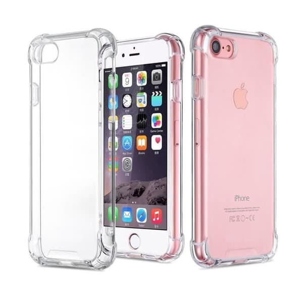 Stødabsorberende cover - Phonillico® - iPhone 8 / iPhone 7 - Blødt silikone - 2 hærdede glas - Forstærket beskyttelse Transparent