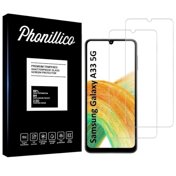 Pemoitu Lasi Samsung Galaxy A33 5G [Pakkaus 2] Näyttösuojakalvo Phonillico® Transparent