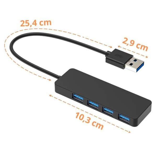 USB 3.0 Hub Adapter - Uspecificeret - 4 porte - Hurtig dataoverførsel - Kompatibel med PC og Mac