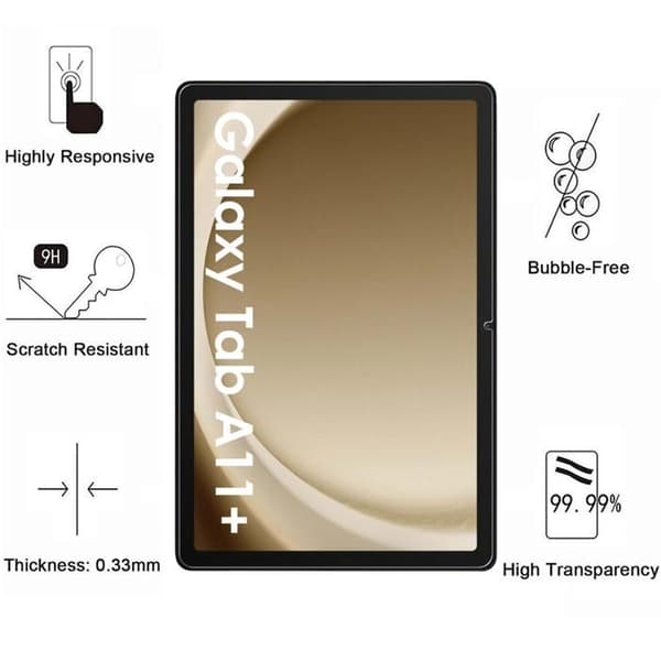 Coque + 2 hærdede glas til Samsung Galaxy Tab A11 PLUS - Stødabsorberende Transparent Beskyttelse Phonillico® Transparent