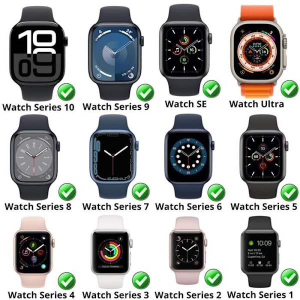 Kompatibel oplader til Watch Series Ultra/Series SE/Series 10/9/8/7/6/5/4/3/2/1 - USB-C kabel 1 meter opladning til smartwatch Phonillico® Vit