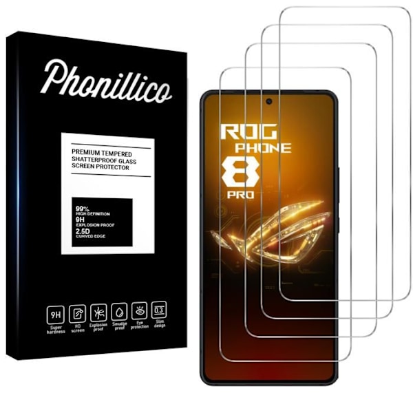 Film i härdat glas för Asus Rog Phone 8 PRO [Pack 4] Skärmskydd Phonillico®