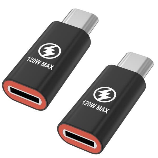 2 kpl USB-C - Lightning -sovittimia yhteensopivia iPhone 18 PRO/iPhone 18 PRO MAX/iPhone DUO Phonillico® Svart