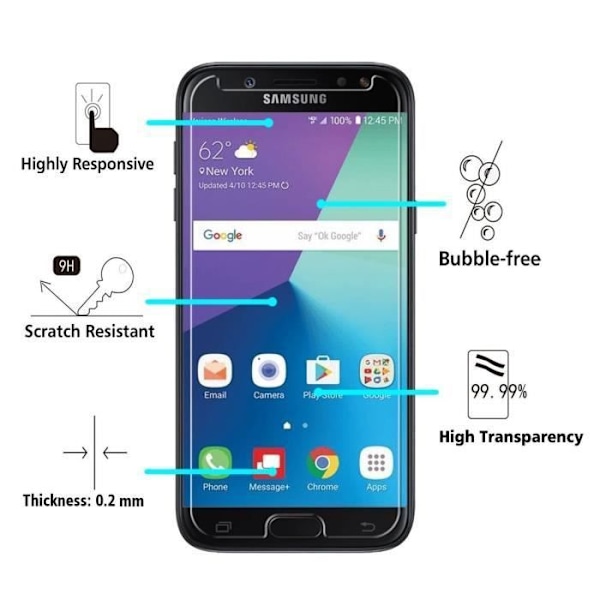 Skærmbeskyttelsesfilm - Phonillico® - Samsung Galaxy J7 2017 J730 - Pakke med 2 - Ultra holdbar - Sort