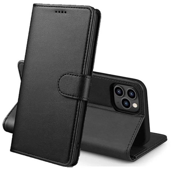 Coque Sort Sort for iPhone 15 PRO MAX - Portefølje med Magnetisk Klap og Kortplads Phonillico®