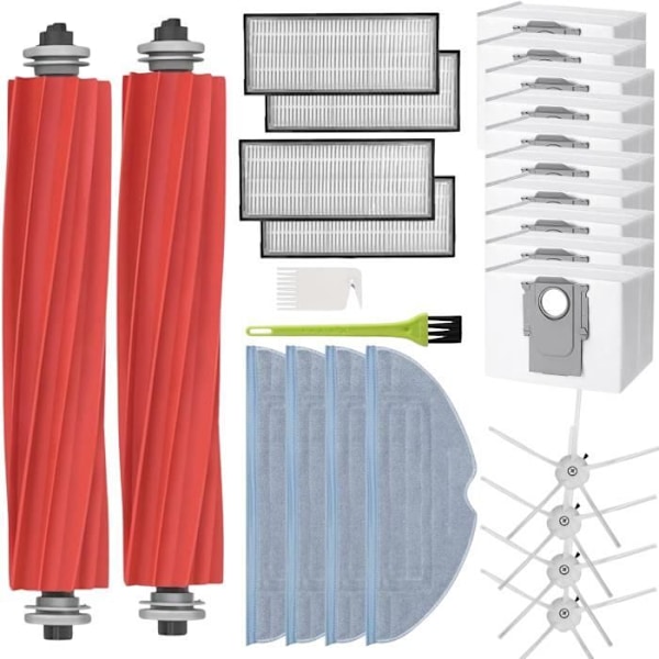 Pack tillbehör + dammsugarpåse för Roborock S7 Pro Ultra / S7 MaxV Ultra - Påsar/Filtar/Mopp/Borstar/Rullar Phonillico®