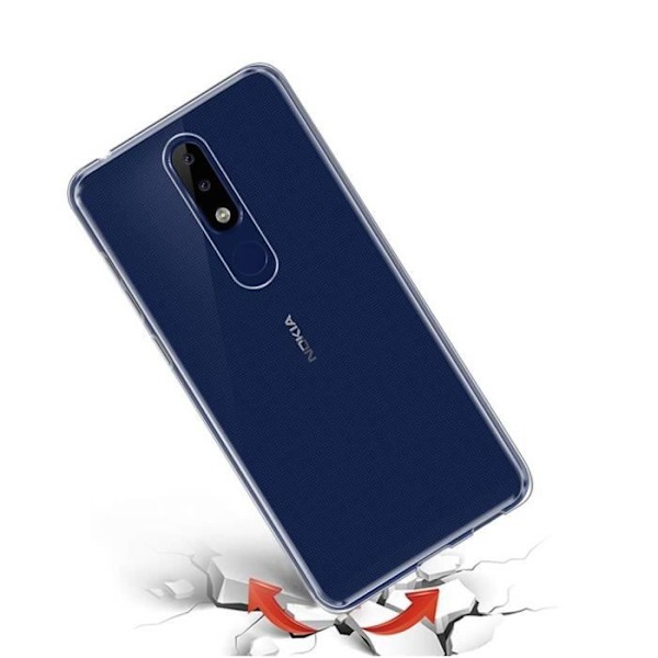 Nokia 5.1 PLUS Silikoninen Läpinäkyvä Kuoret + Karkaistu Lasi Näytön Suojakalvo [Phonillico®] Transparent