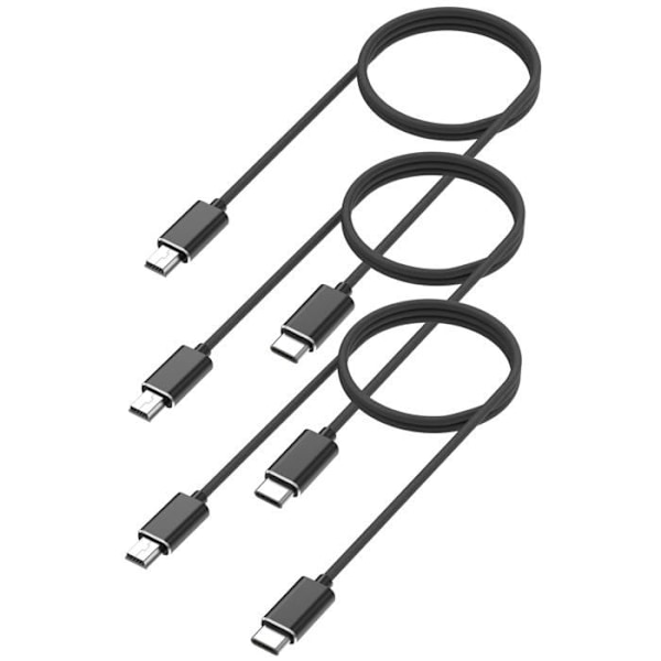 3 kpl kaapeleita Canon EOS 1D Mark II N/1D Mark III/1D Mark IV/1D X - MINI USB/USB-C Musta 1 Metri Phonillico® Svart
