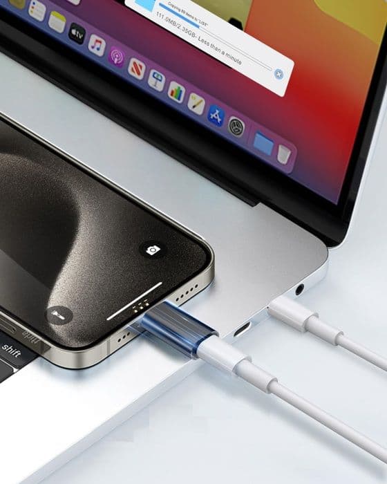 USB-C till lightning-adapter Kompatibel med iPhone 16 / iPhone 16 PLUS / iPhone 16 PRO / iPhone 16 PRO MAX Phonillico® Svart