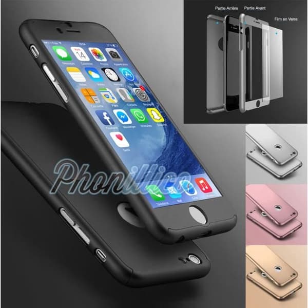 Full Black Case Tempered Glass kompatibel med iPhone 6 / 6S - Phonillico®