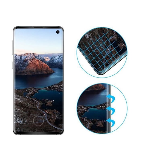 Suojauskalvo - Phonillico® - Samsung Galaxy S10 - 3 kpl - Karkaistu lasi - Musta reuna Transparent, svart
