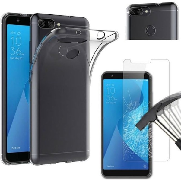 Coque ASUS ZENFONE MAX PLUS M1 ZB570TL - Transparent Silikone + Hærdet Glas Skærmbeskyttelsesfilm [Phonillico®]