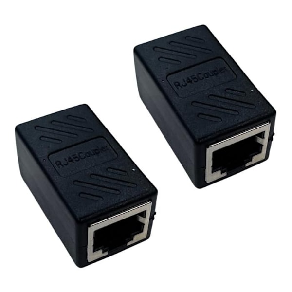 RJ45-koppling - Ospecificerad - Pack om 2 - Svart - Kompatibel med Cat 5/6/7 - Nätverksförlängning