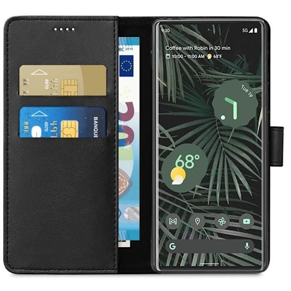 Fodral till Google Pixel 6 PRO - Svart plånboksflik Magnetspänne Kortförvaring Phonillico® Svart