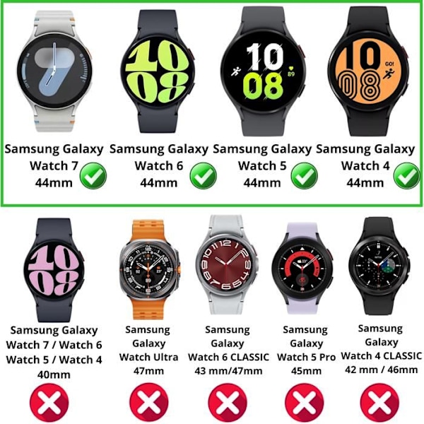 Coque yhteensopiva Samsung Galaxy Watch 7 44mm - Kovakotelo läpinäkyvä näyttö lasi Phonillico Transparent