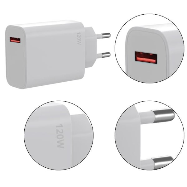 Snabbladdare 120W - Xiaomi - Kompatibel med flera modeller - USB-C - Vit - Snabb laddning Vit