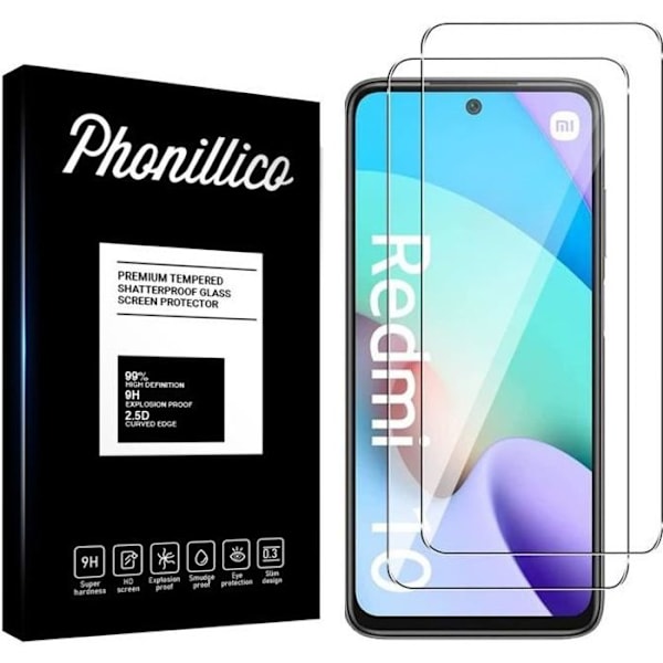 Härdat glas för Xiaomi REDMI 10 4G [Pack 2] Skärmskydd Film Phonillico® Transparent