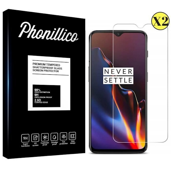 Skärmskydd - Phonillico® - ONEPLUS 6T - 2-pack - Härdat glas - Repbeständig