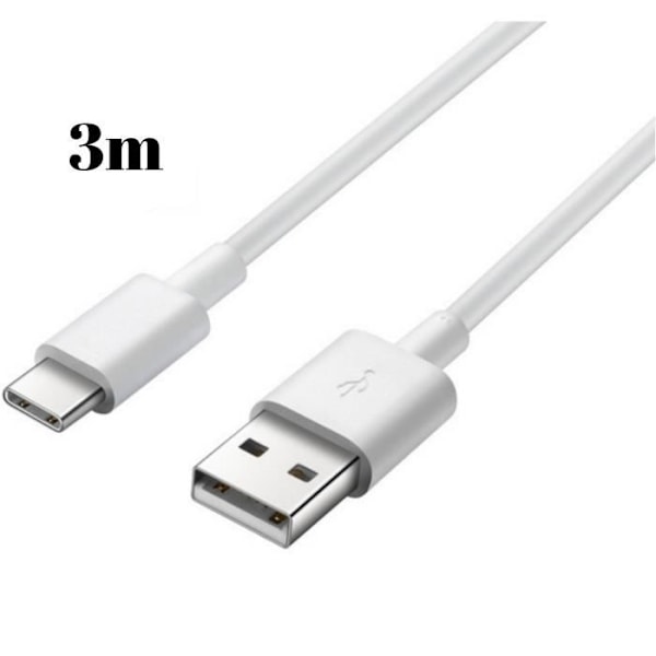 USB-C kabel til Xiaomi Redmi Note 11 / Redmi Note 11 Pro 5G / Redmi Note 11T 5G - Hvid 3 Meter Phonillico® Vit
