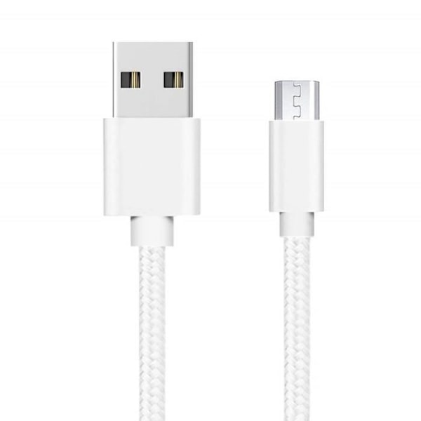 Kabel för Samsung Galaxy Tab A 8.0 2019 - Nylonflätad Silver Vit 1 Meter Phonillico® Silver Vit